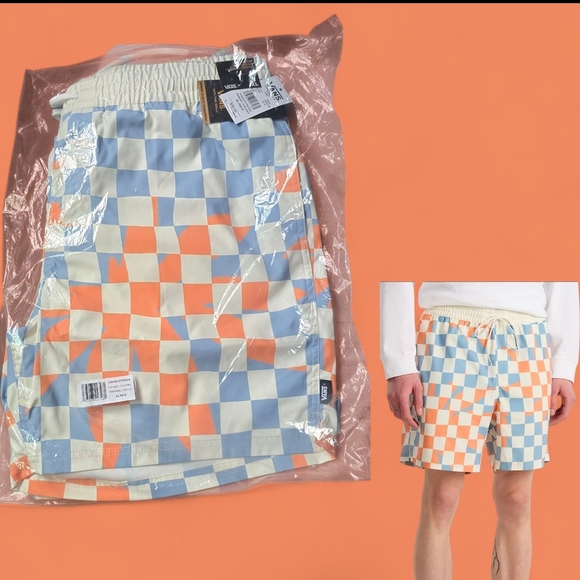 Vans Orange and Blue Checkered Athletic Shorts - Picture 5 of 5